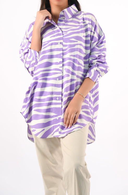 Violet Stripe Button Down