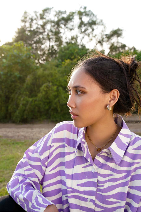 Violet Stripe Button Down