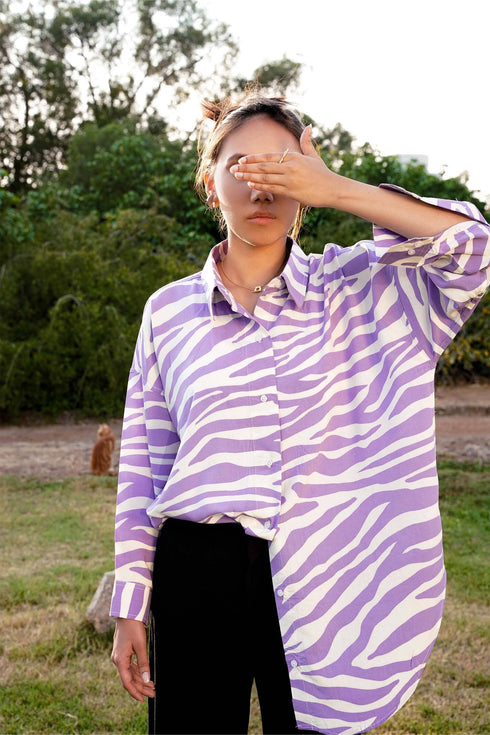 Violet Stripe Button Down