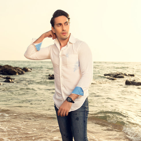 Blue Floral on Pocket