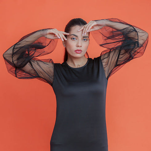 Sheer Sleeve Dress