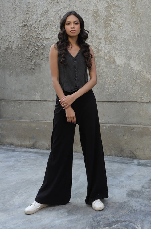 Ribbed Wide-leg Trouser