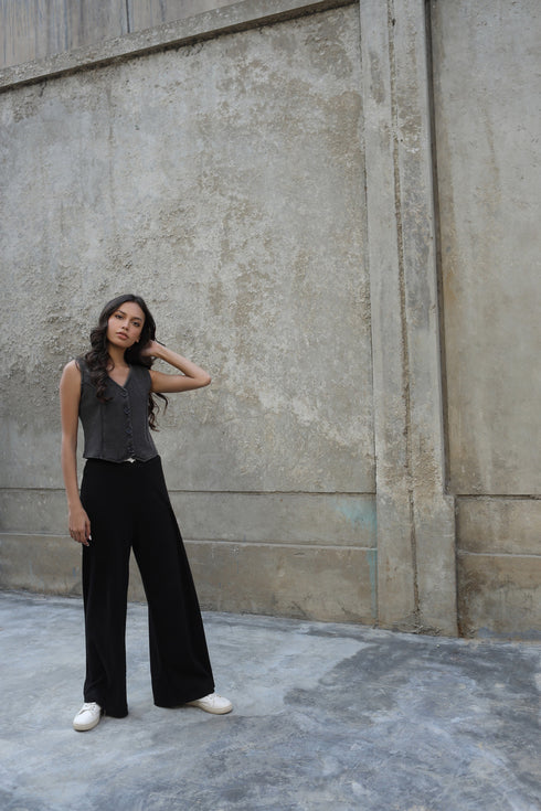 Ribbed Wide-leg Trouser