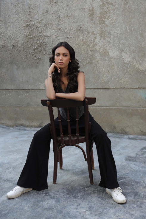 Ribbed Wide-leg Trouser