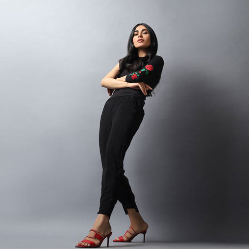 Rose Embroidered Sleeve Top